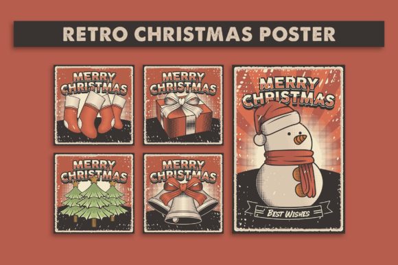 5 Vector Images of Retro Christmas: Illustrations for Branding