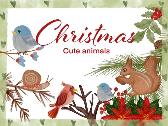 Christmas Cute Birds Watercolor Png,Jpg: Festive Illustrations