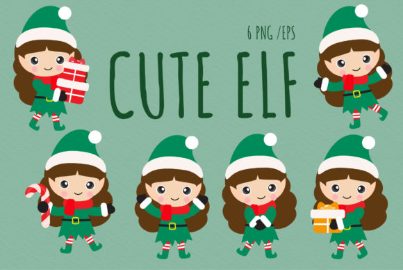 Christmas Girl Elf Character: Festive Illustrations