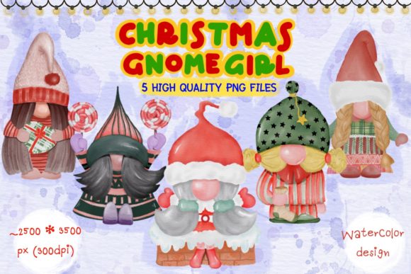Christmas Gnome Girl Gang PNG Clipart: Festive Illustrations