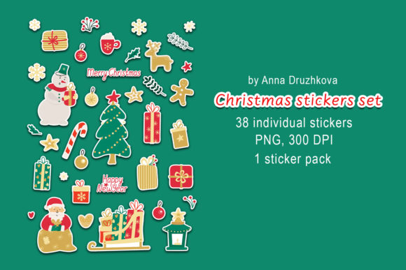 Christmas Stickers Set: Festive Illustrations for Design