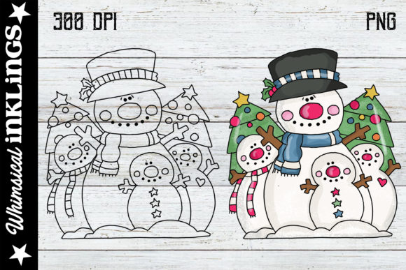 Christmas Tree Snowmen: Festive Illustrations for Brands