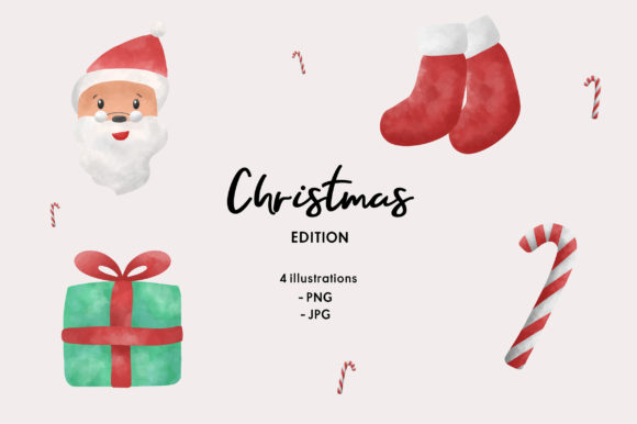 Christmas Watercolor Illustration: Festive Design Assets