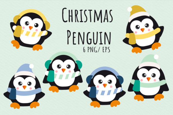 Cute Christmas Penguin Set: Festive Illustrations