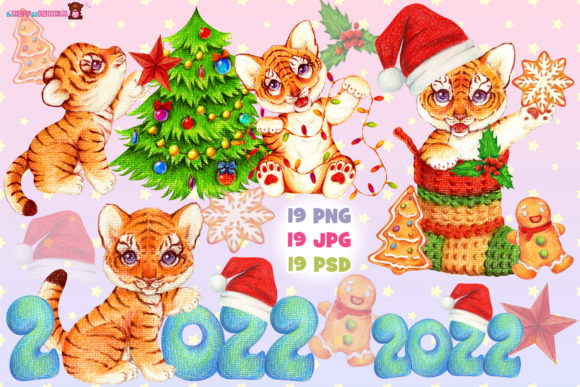 Cute Tigers 2022: Festive Illustrations for Crafts