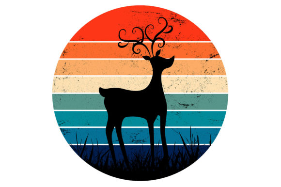 Deer Animal Grazing Christmas Retro Illustrations Review