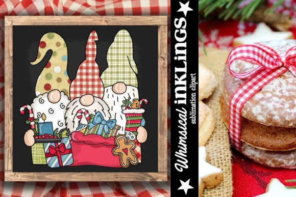 Gnome Trio Christmas Eve: Festive Illustrations