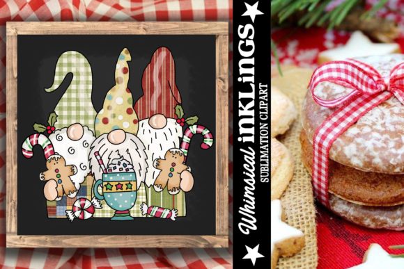 Gnome Trio Sweet Christmas Treats: Festive Illustrations