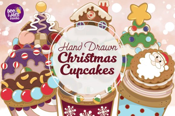 Hand Drawn Christmas Cupcakes: Festive Illustrations