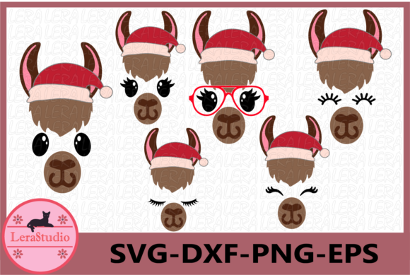 Llama Face Christmas: Festive Illustrations for Brands