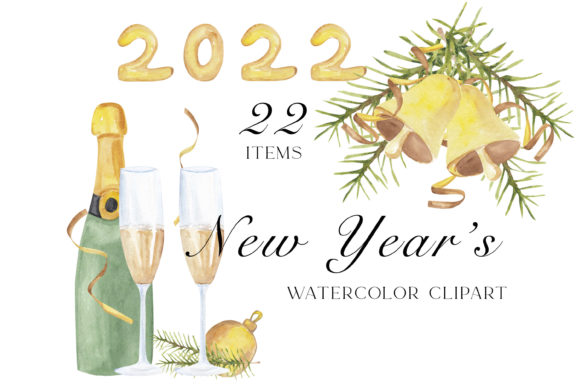 New Years Clipart & Christmas Card PNG Illustrations