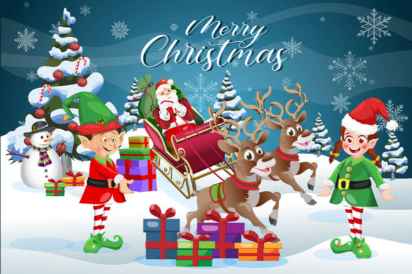 Review: Christmas Scene Elves and Snowman Vector for Holiday Stitching