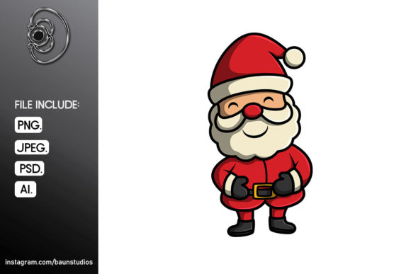 Santa Christmas Cartoon Illustration for Festive Branding