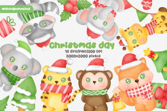 Watercolor Cute Animals Christmas Party Illustrations Review